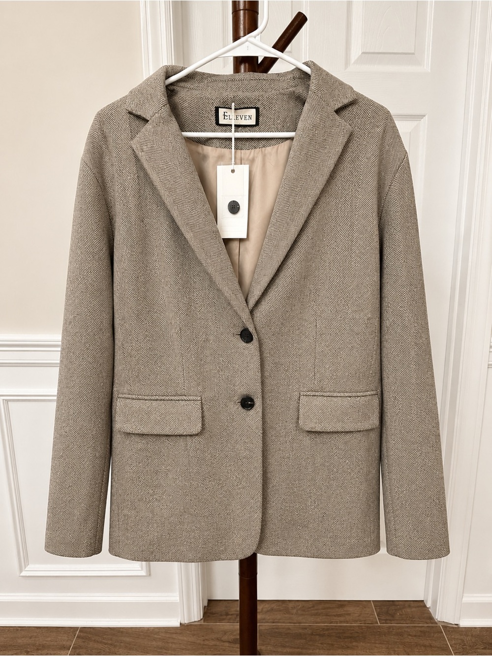 Taupe Herringbone Blazer Jacket
